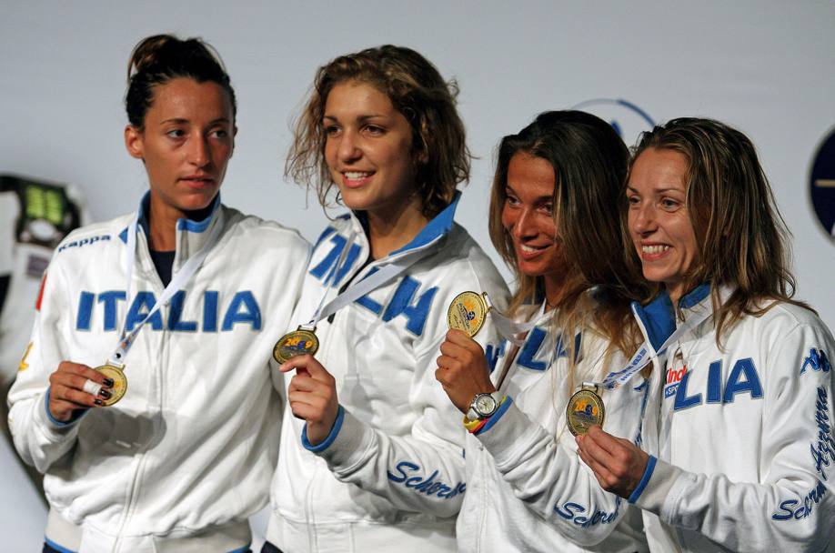Mondiali 2009, Antalya: oro. Elisa Di Francisca, Arianna Errigo, Margherita Granbassi, Valentina Vezzali (AP)